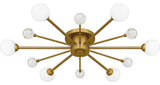 Combe Six Light Semi-Flush Mount in Brushed Gold