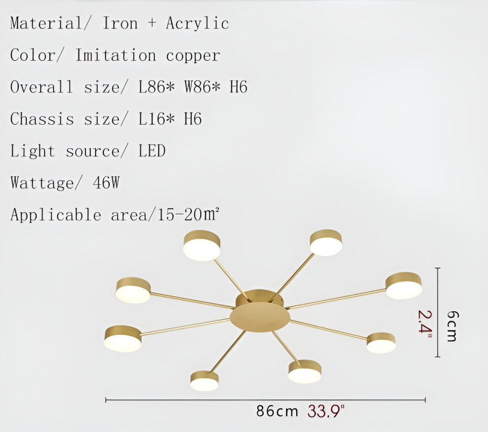 Buchs | Floral shaped LED Ceiling Chandelier, Gold, 8 Heads