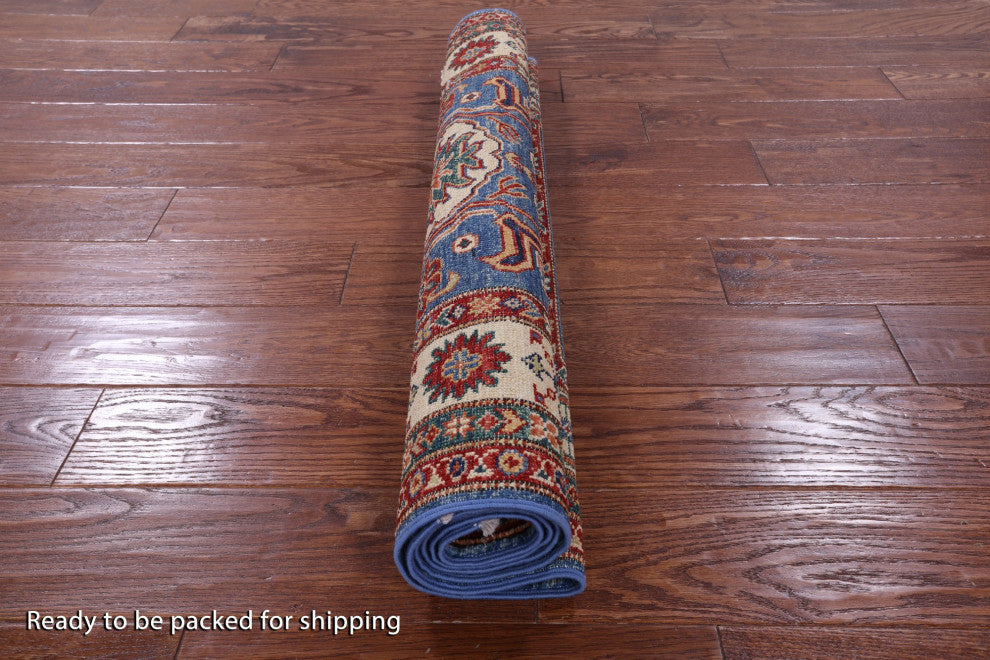 Super Kazak Geometric Handmade Wool Rug 3' 2" X 5' 1" Q10636