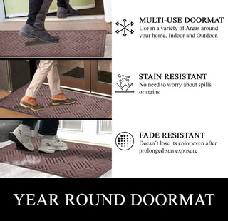 A1HC Superior Absorbant Polypropylene Doormat, Chocolate Brown Checkered, 24"x36"