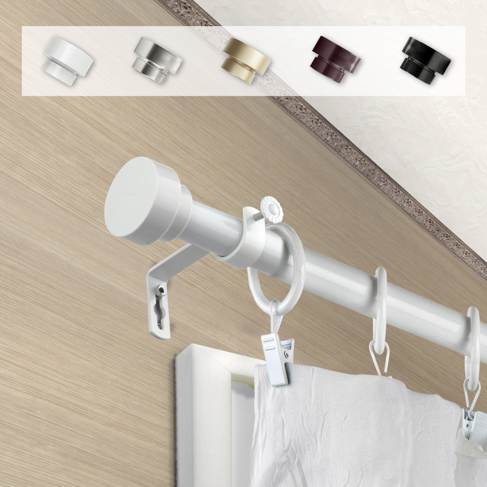 Bonnet 1" Curtain Rod, White, 18-28"