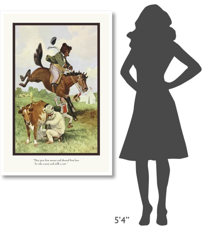 "Teddy Roosevelt's Bears: Teddy B and Teddy G on the Farm" Paper Art, 34"x50"