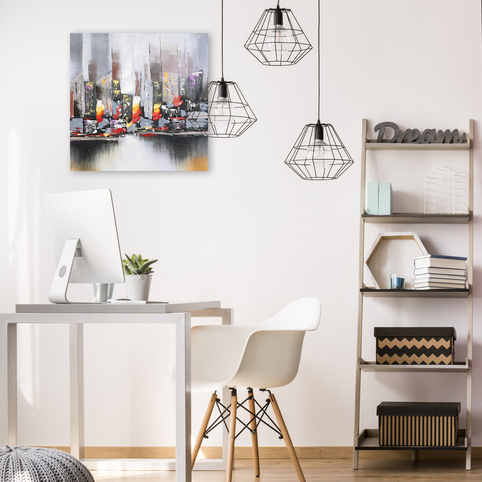 Hand Painted Abstract City View Wall Decor Artwork I