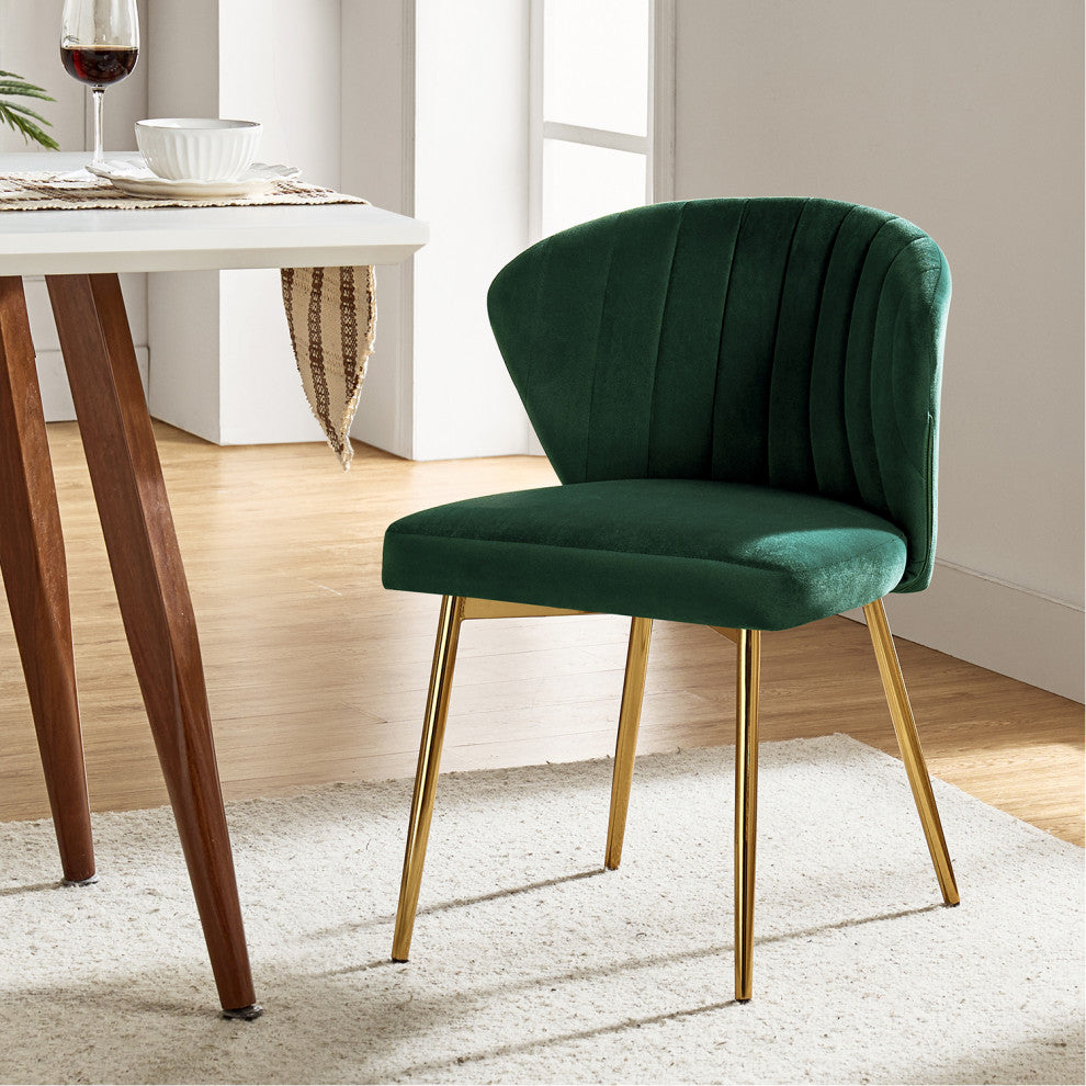 Luna Contemporary Side Chair With Tufted Back, Green