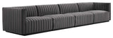 Conjure Channel Tufted Performance Velvet 4-Piece Sofa, Black Gray