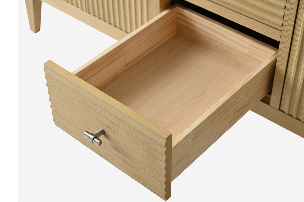 Vanity Art Freestanding Vanity, Natural Oak, 60", Single Sink, Brushed Nickel