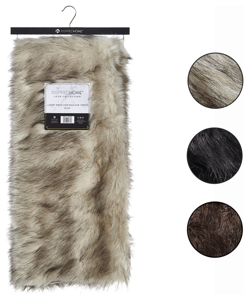 Inspired Home Marquise Throw Cozy, 50"x60", White Lion
