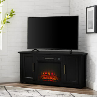 Camden 48" Corner TV Stand With Fireplace, Black