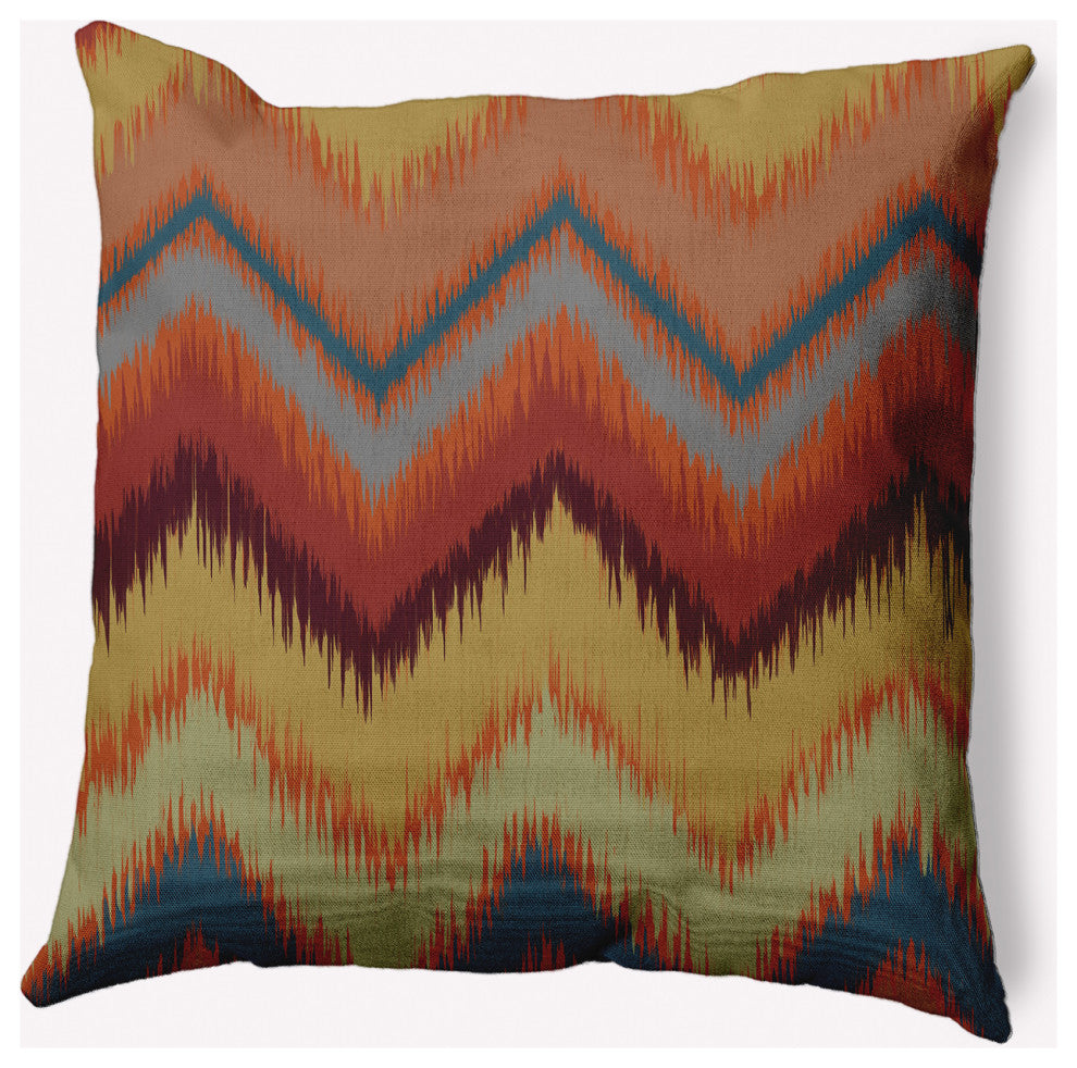 20" x 20" Ikat Chevron Indoor/Outdoor Polyester Throw Pillow, Sienna