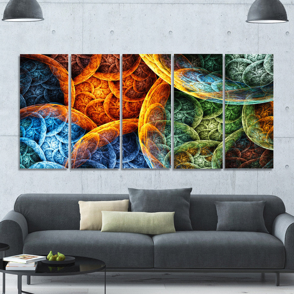 Vibrant Colorful Clouds, Abstract Canvas Art Print, 60"x28", 5 Panels