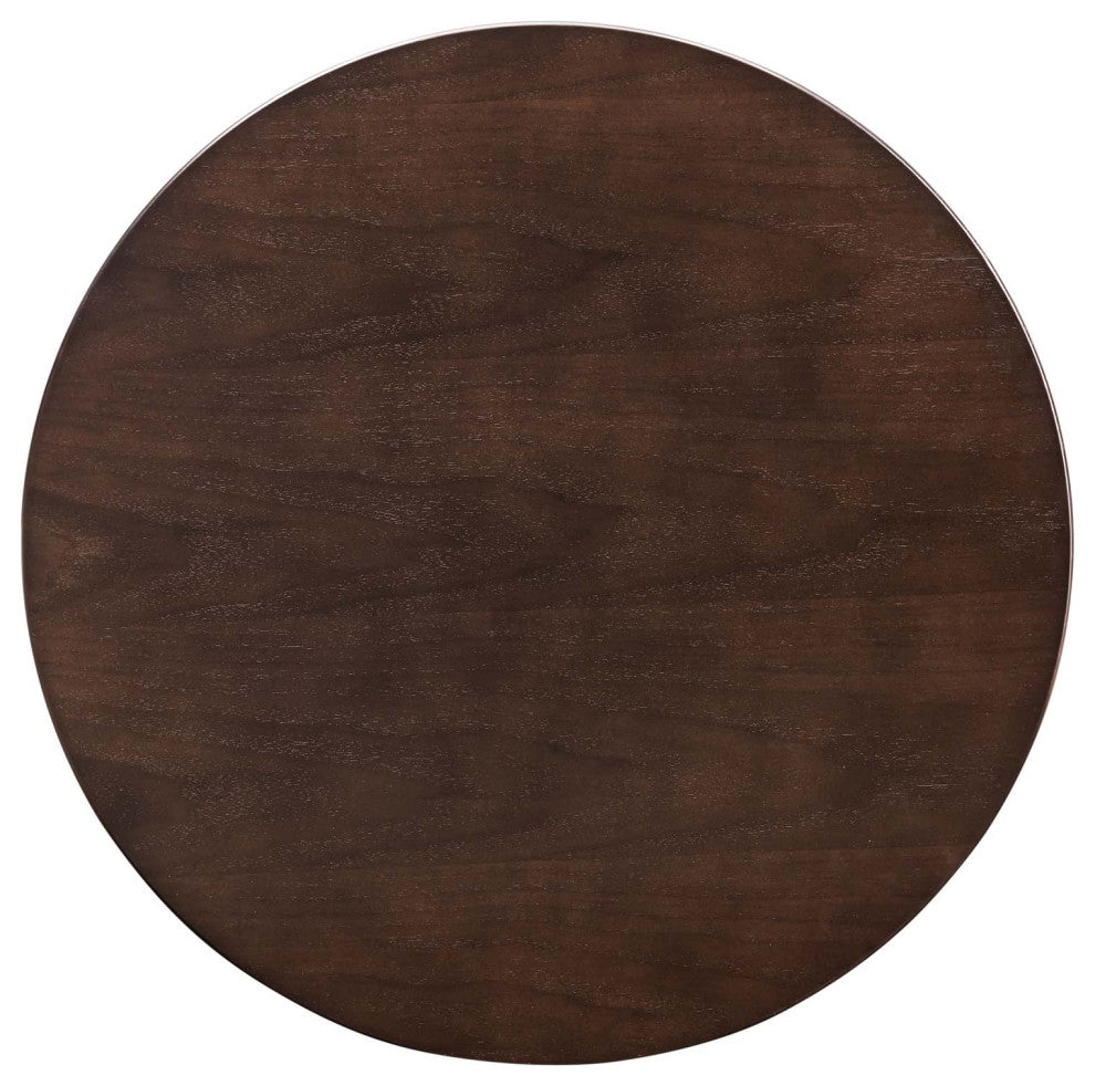 Bar Table, Round, Wood, Rose Gold Dark Brown Brown Walnut, Bar Pub Cafe Bistro