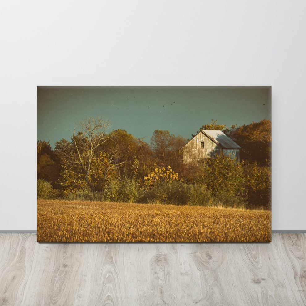 Canvas Wall Decor: Abandoned Barn - Aged Rural Landscape Photo, 24" X 36"