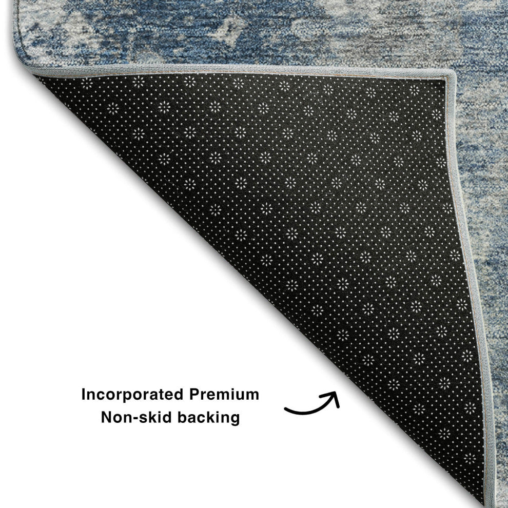 Premium Machine Washable Mayfield AMF573 Blue 2'6" x 3'10" Rug
