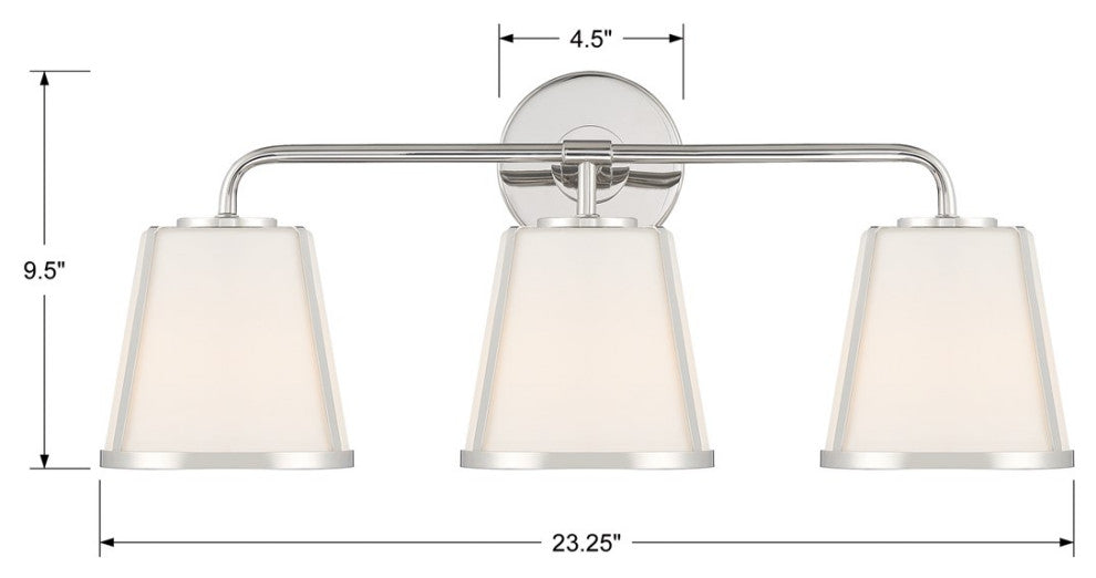 Crystorama Fulton 3 Light Bath Vanity FUL-913-PN, Polished Nickel