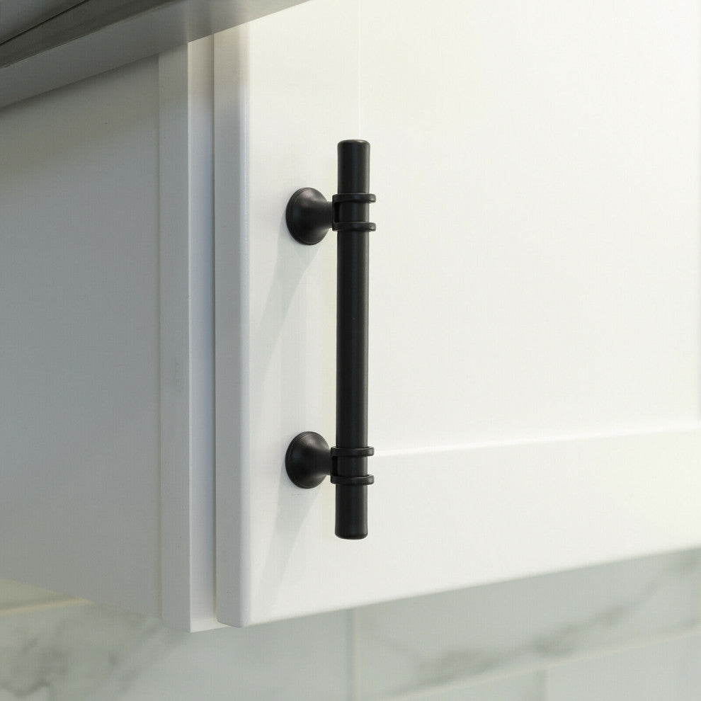Matte Black Handle Pull 6-1/4" (160mm) Hole Centers, 8-3/4" Overall Length