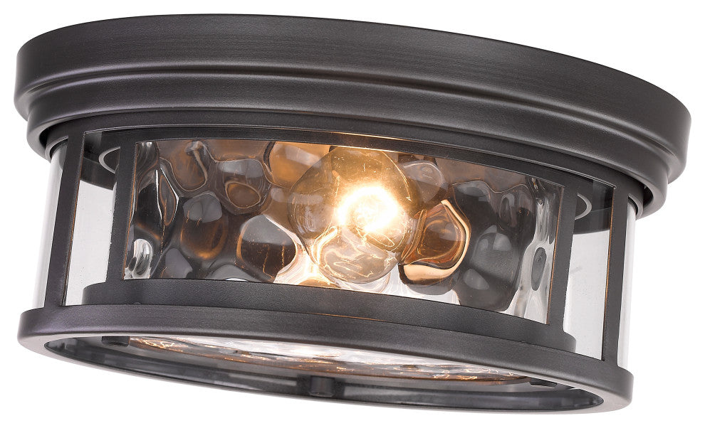 Zlite 493F2-BRZ 2-Light Flush Mount, Inner Clear Water & Outer Clear