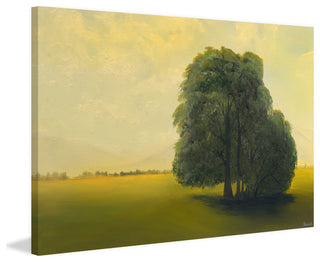 "Green Fields and Lone Tree" Painting Print on Wrapped Canvas, 24x16