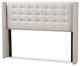 Ginaro Grayish Beige Fabric Button-Tufted Nail Head King Size Winged Headboard