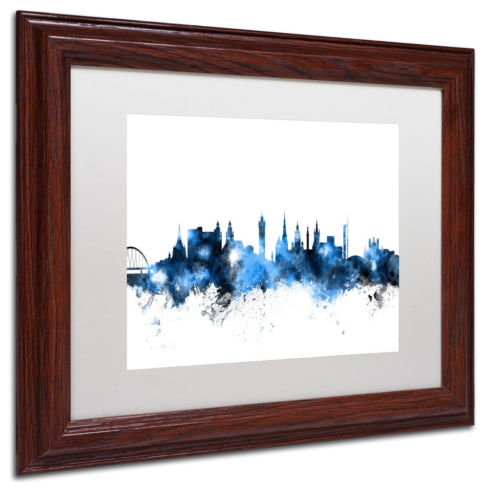 Michael Tompsett 'Glasgow Scotland Skyline White' Matted Framed Art, 11x14