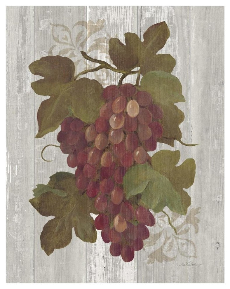 "Autumn Grapes I on Wood" Digital Paper Print by Silvia Vassileva, 22"x26"