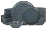 Stone Lain Elio Stoneware 24-Piece Dinnerware Set, Blue