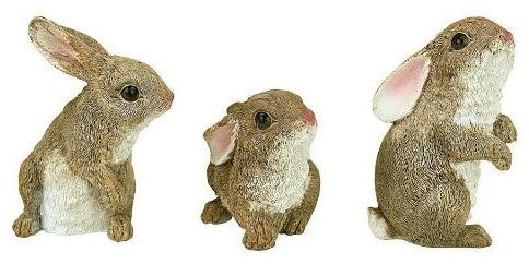 Set of 6 Baby Bunny Rabbit Den Statues