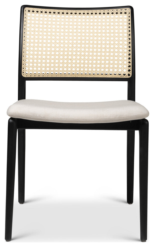 Charlotte, Cane Side Chair, Alabaster Seat, Ebano Frame, Natural Cane Webbing