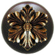 Opulent Flower Wood Knob, Antique Brass, Dark Walnut Wood Finish, Brite Brass