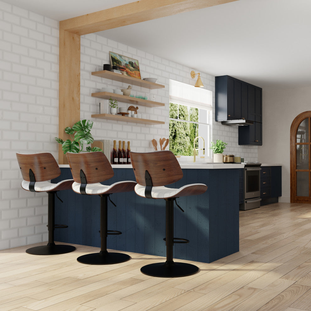 Novak Adjustable Swivel Bar Stool, White