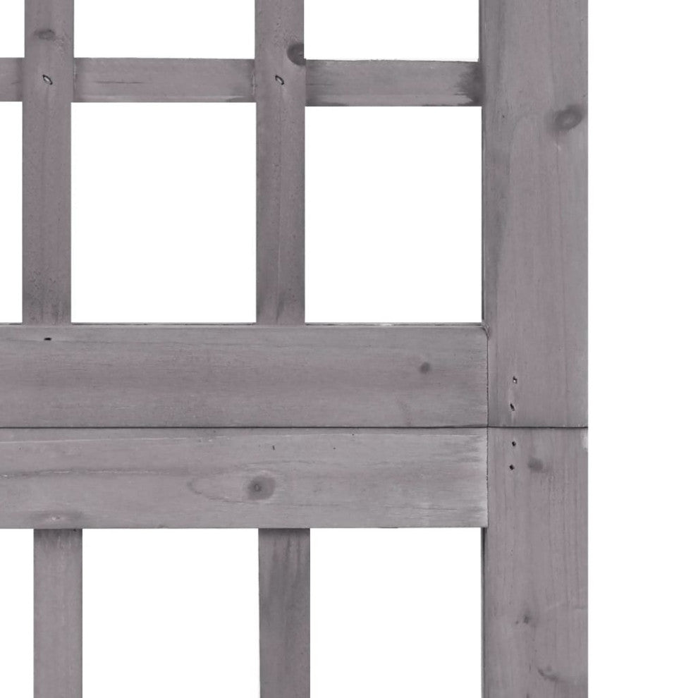 vidaXL Solid Fir Wood 4-Panel Room Divider/Trellis Gray 63.4" Privacy Screen