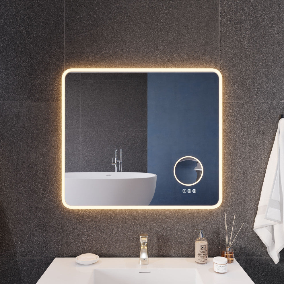 ANZZI 27" x 31" LED Front/Back Light Magnifying Bathroom Mirror WithDefogger