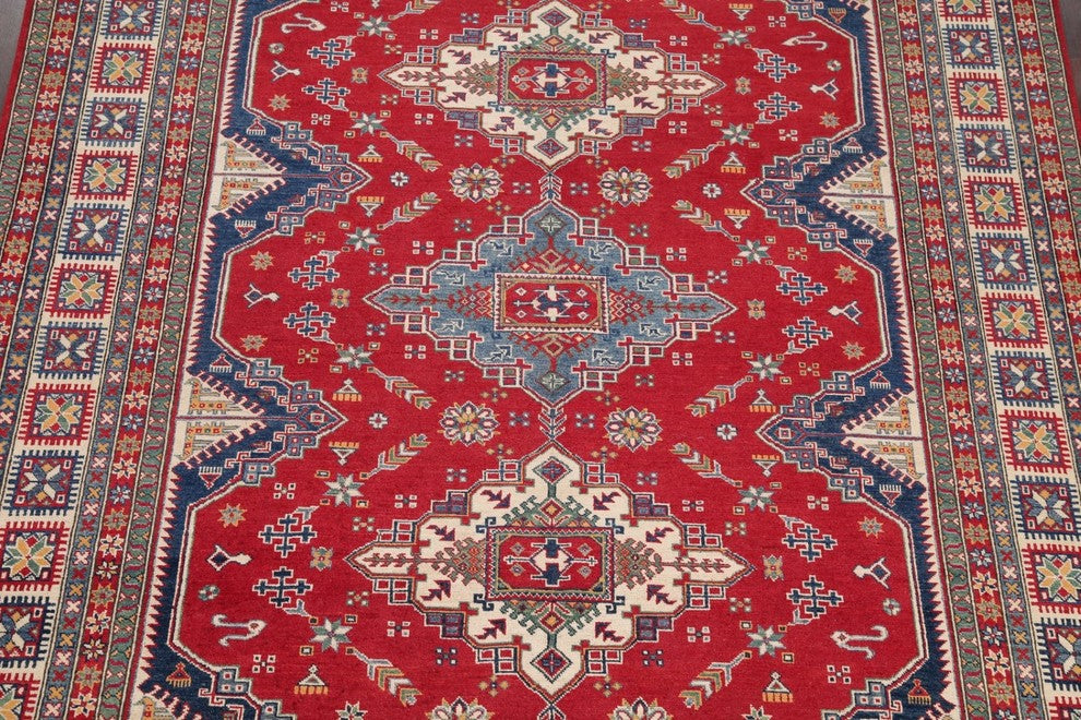 Hand-Knotted Super Kazak Traditional Pakistani Oriental Area Rug, Red 9'8"X 8'3"