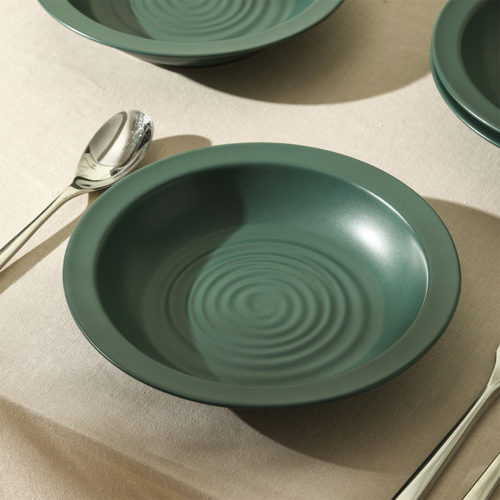 Stone Lain Orbit Stoneware Pasta Bowl Set of 4, Green