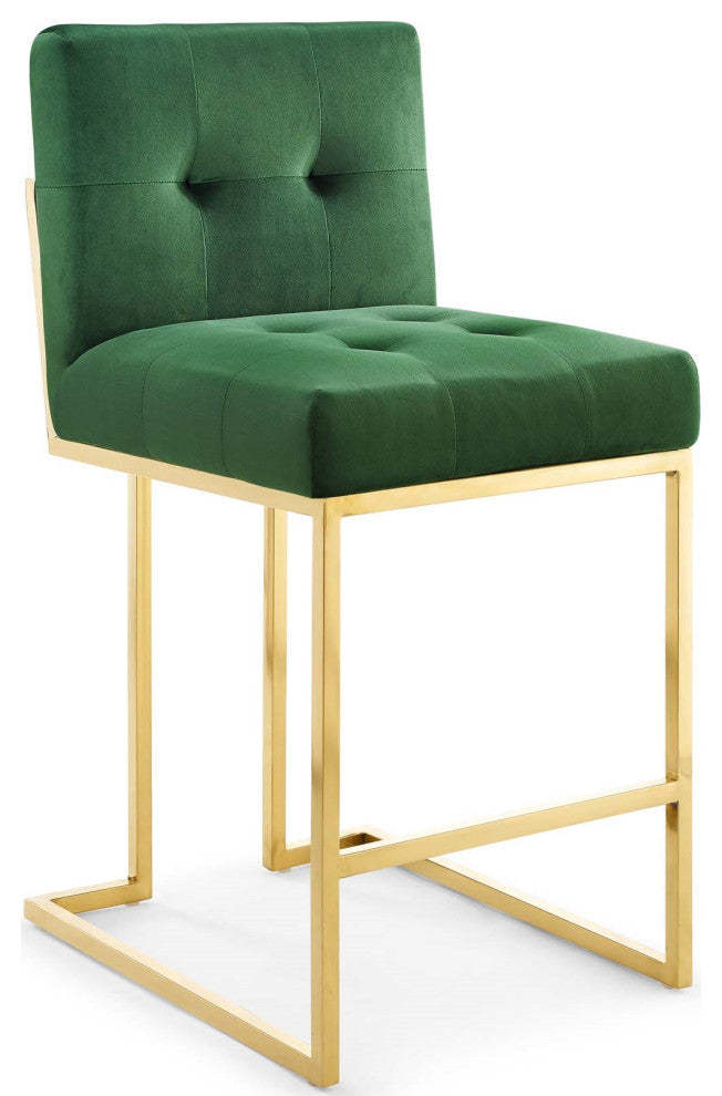 Green Velvet Counter Stool, Heidi Giselle Gold Counter Stool, Glam Tufted Stool