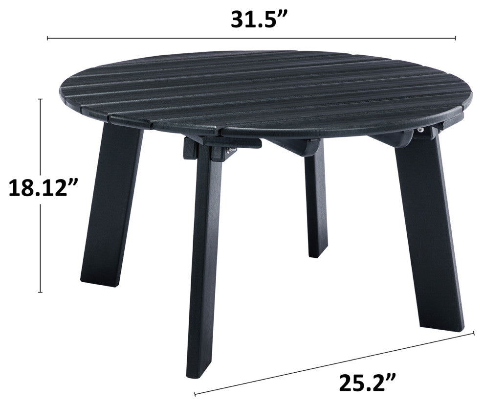 32''D Patio Outdoor Round Coffee Tables, Adirondack Table, Black