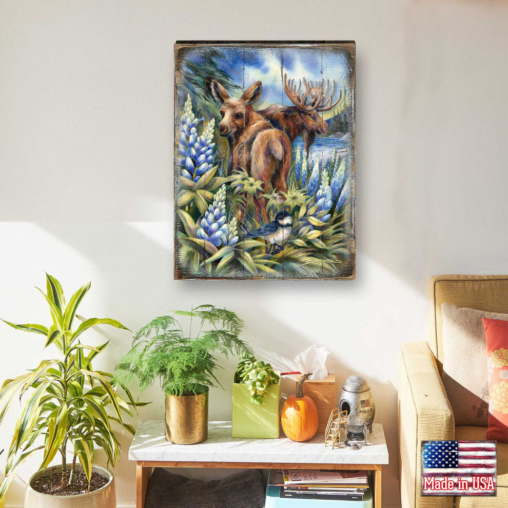 Easily AeMoosed, Lupine Wooden Wall Art, Large 24x18