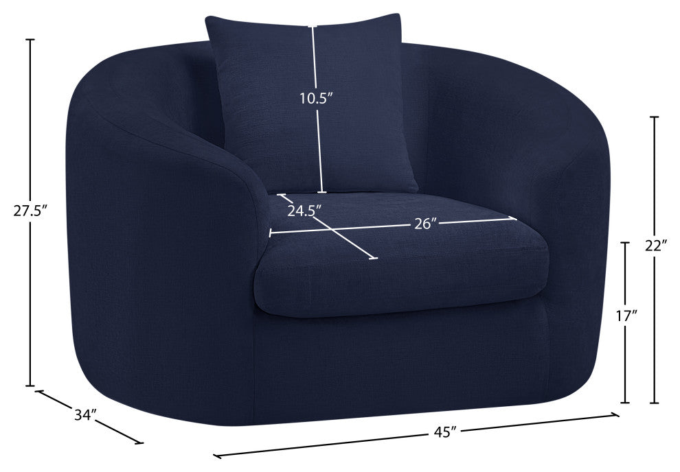 Penelope Upholstered Chair, Navy, Chenille Fabric