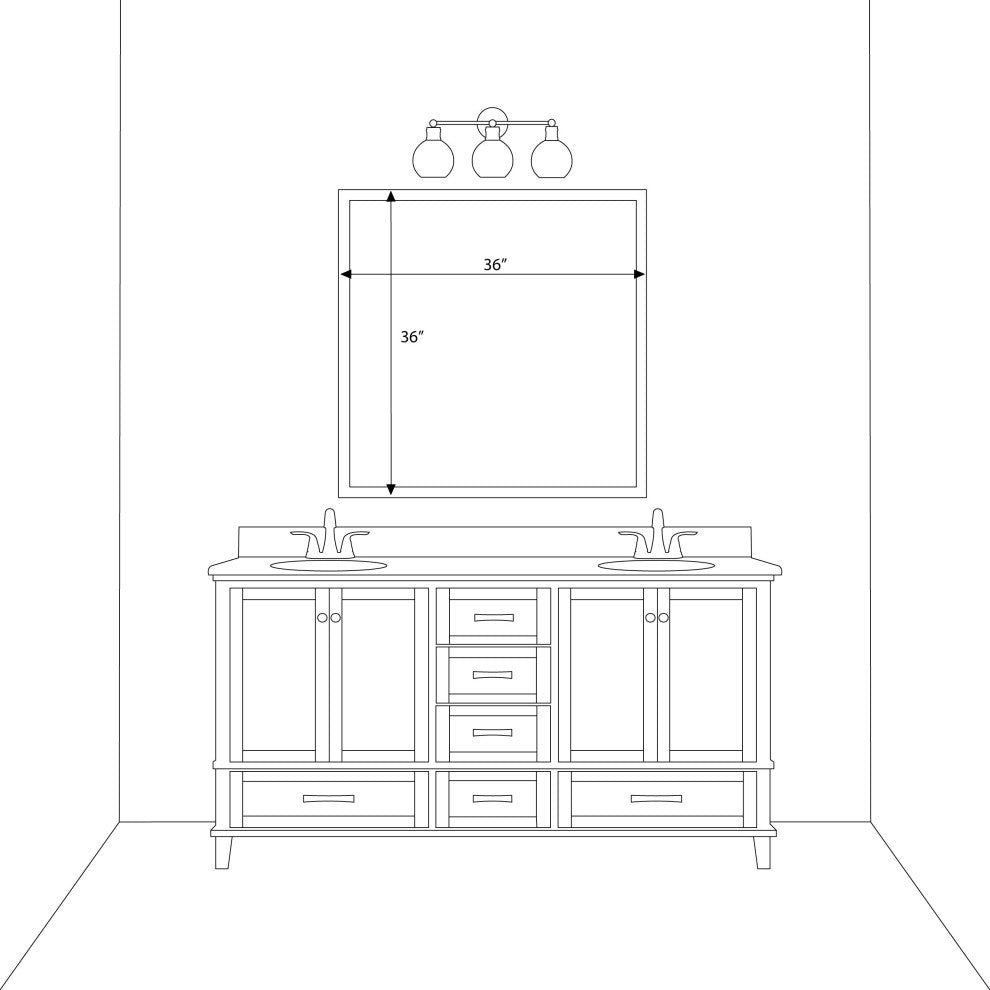 Ellis Framed Wall Mirror, Silver, 36"x36"