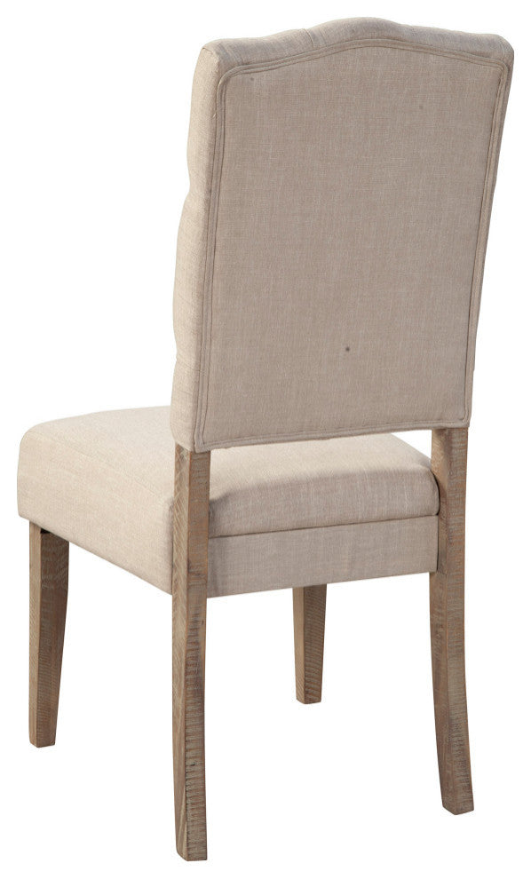 Newberry Set of 2 Button Tufted Parson Chairs, Weathered Natural