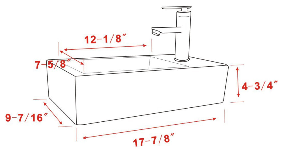 Small Countertop Vessel Sink White Rectangular Vitreous China Scratch Resistant