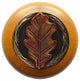 Oak Leaf Wood Knob, Antique Brass, Maple Wood Finish, Brass Hand Tinted