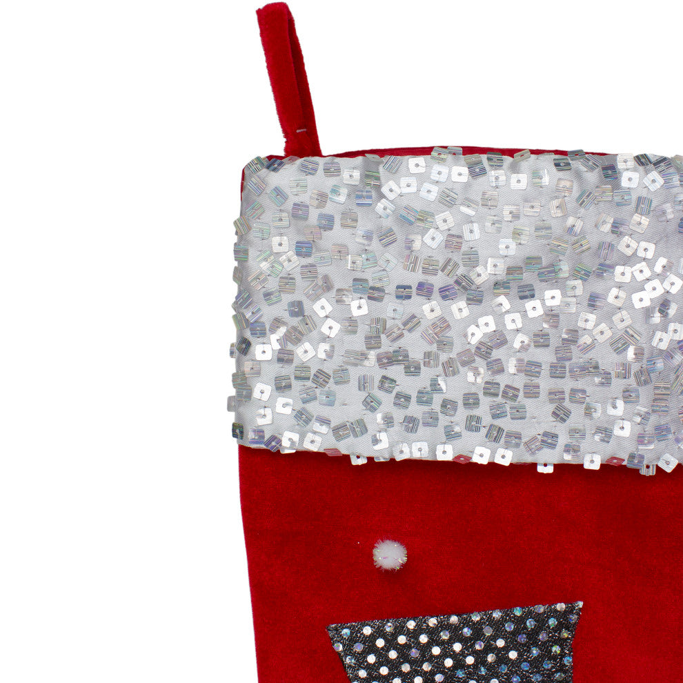 20.5" Snowman Christmas Stocking With Sequined Cuff