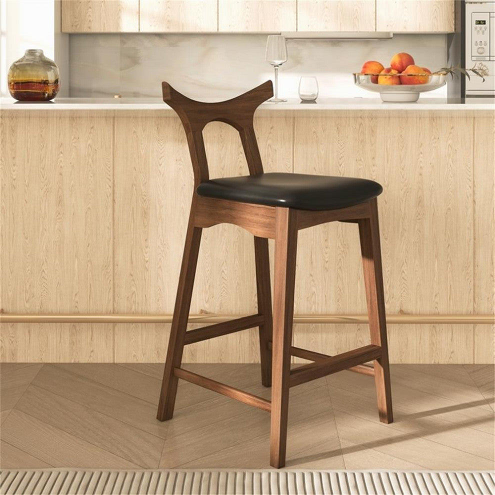 Ashcroft Harper Faux Leather Upholstered Counter Stool in Black (Set of 2)