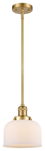 Large Bell 1 Light Mini Pendant, Satin Gold, Matte White
