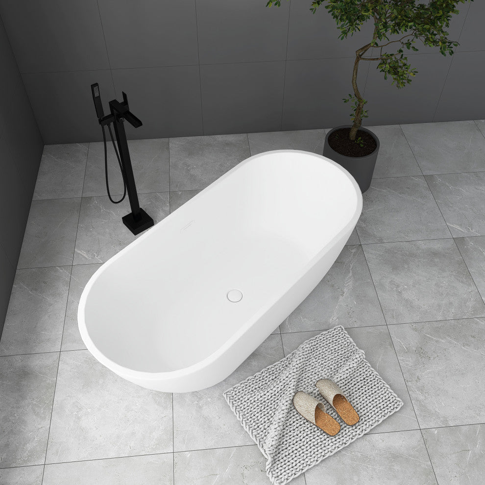 Acrylic Freestanding Soaking Bathtub in White, 63"28"