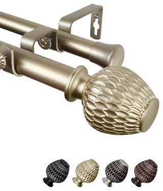 Telmo 1" Double Curtain Rod, Light Gold, 66-120"