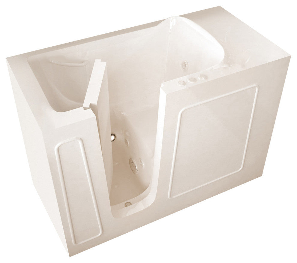 MediTub Walk-In 26 x 53 Left Drain Biscuit Whirlpool Jetted Walk-In Bathtub