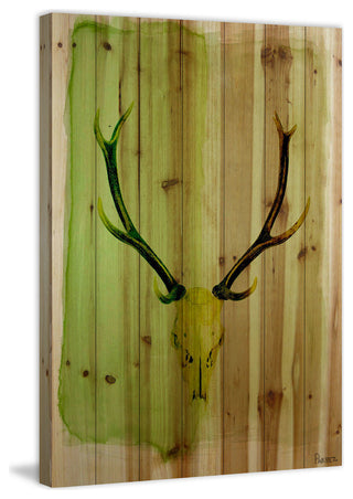 "Horn" Print on Pine Wood, 24"x36"