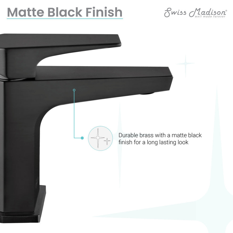 Voltaire Single Hole Single-Handle Bathroom Faucet, Matte Black