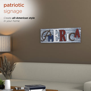 Wood and Metal America Wall Decor